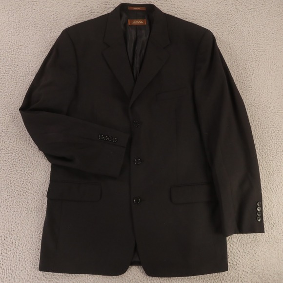 Tasso‎ Elba Jacket M MT Black 100% Wool Twill Worsted Blazer Sport Coat 42L - Picture 1 of 16
